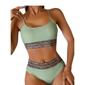Wild Mint – Leopard Band Two-Piece Swimsuit small